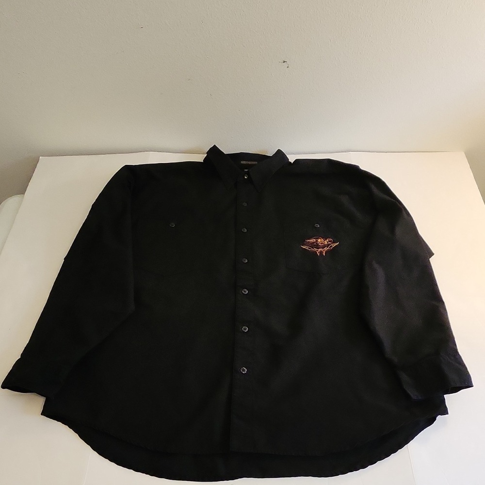 Harley Davidson Button Up Shirt Mens XXXL Black Short Sleeve Casual Biker